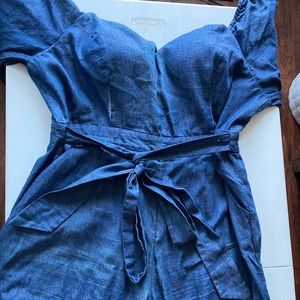 Women’s wide leg denim jumpsuit
